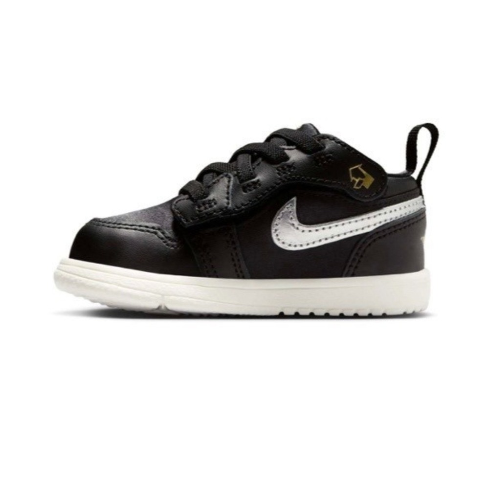 New Nike Air Jordan 1 AJ1 Shoes Toddler Size 10 Lowtop Shoes Black Gold Silver